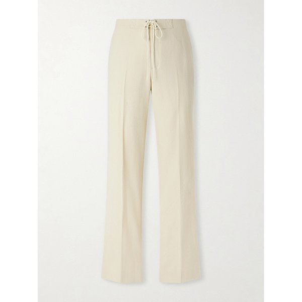 스트레이트 울 코튼 리넨 블렌드 옥스포드 드로우스트링 팬츠 46376663162971170