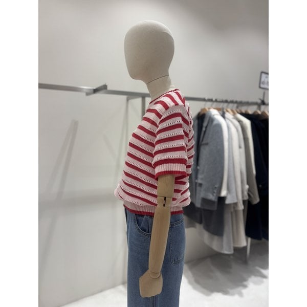 [부산점] 스트라이프 반팔 니트 (NJK6MP597)
