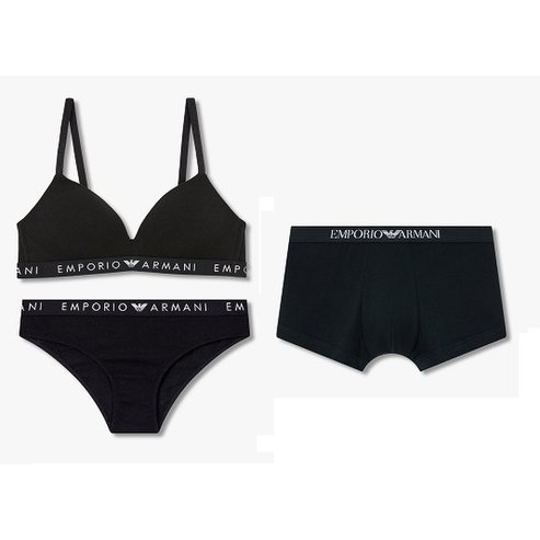 EMPORIO ARMANI 여성 코튼 노와이어 브라팬티&남성 코튼드로즈 커플속옷세트(0824381522,0824311525,0814312006)