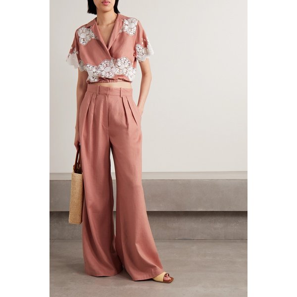 미겔리나 리버 플리츠 리넨 코튼 혼방 와이드 팬츠 앤티크 로즈 1647597302362570