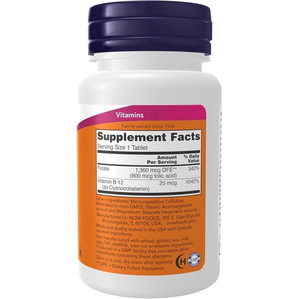 미국직구 NOW Foods 나우푸드 엽산 폴릭 액시드 800mcg 250정