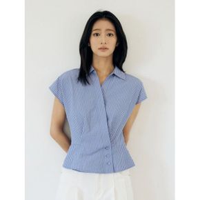 사선 단추여밈 스트라이프 셔츠_P428058792