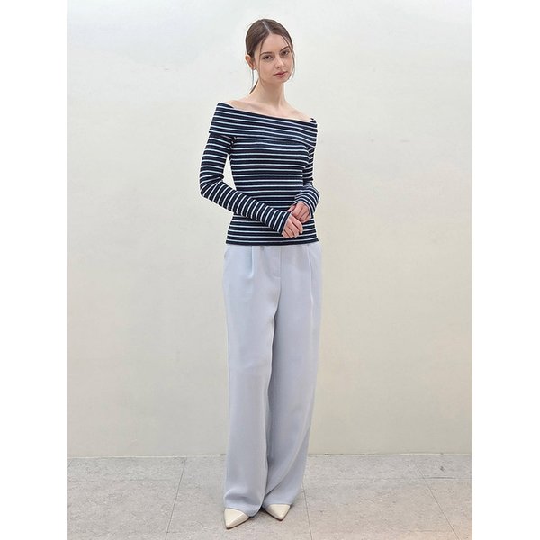 Light Blue One-Tuck Wide Pants