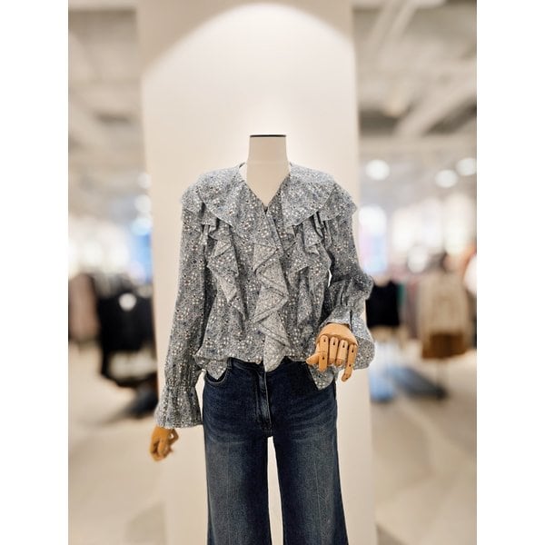 [파주점] [더아이잗컬렉션]로맨틱 러플 와이드 칼라 프릴 블라우스 CR3A0BL941