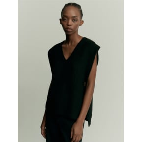 SIDE SLIT BUTTONED VEST BLACK