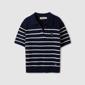 Steve Collar Cable Stripe Sweater WHKAE2514F