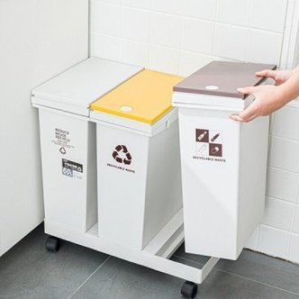 텐바이텐 재활용품 쓰레기통 3종 세트 분리수거함 트롤리 이동형 빨래통 수납