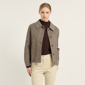 BCBG [여주점] 스탠카라 크롭체크 핸드메이드자켓 B5D9H875