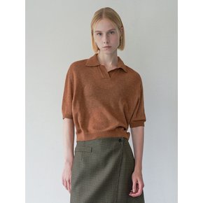 Wool cashmere knit collar top (Brown)