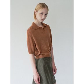 Wool cashmere knit collar top (Brown)