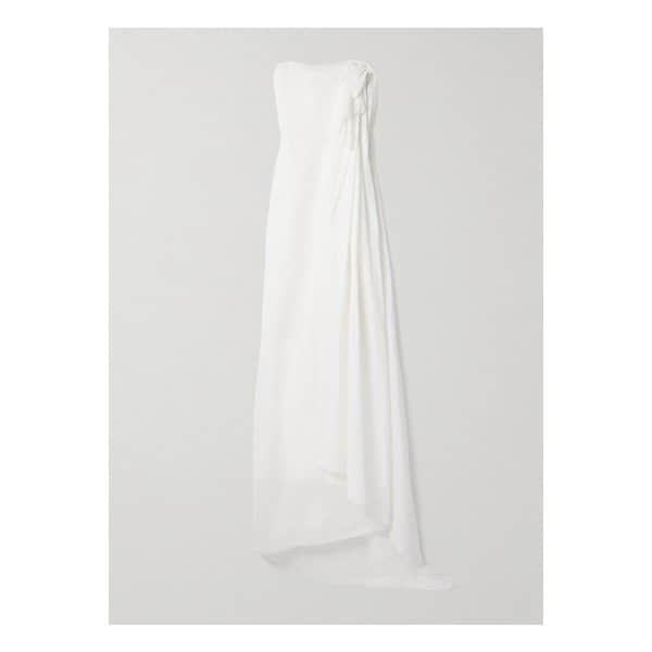 매들린 스트랩리스 드레이프 코튼 거즈 맥시 드레스 화이트 1647597335461269