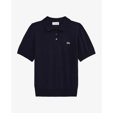 라코스테 25FW 여성 소프트울 반팔 스웨터 폴로  PF525E-55N166(네이비)