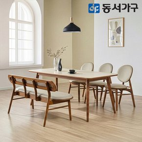 테마 NE2 세라믹 6인 벤치 원목 식탁세트 (의자3벤치1) DF646250