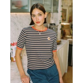 PEACHY STRIPE T SHIRT_ORANGE NAVY