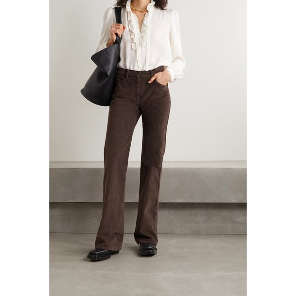 Celia Cotton-blend Velvet Flared Pants 초콜릿