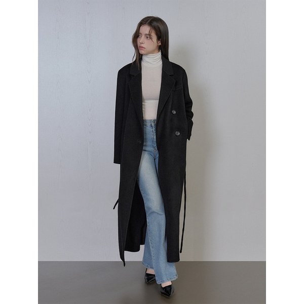 캐멀헤어 투버튼 싱글 핸드메이드 롱 코트 - 블랙/카멜/그레이
