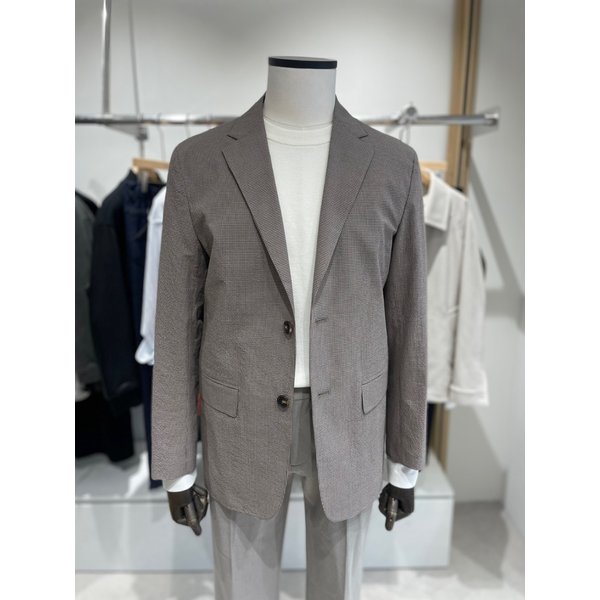 [여주점] 25 S/S 이태리 수입원단 베이지 마이크로 패턴 면 자켓  (PK4073)