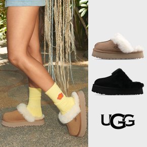 어그 UGG W 슬리퍼 디스케트 여성 겨울 방한 플랫폼 털 클로그 2종택일