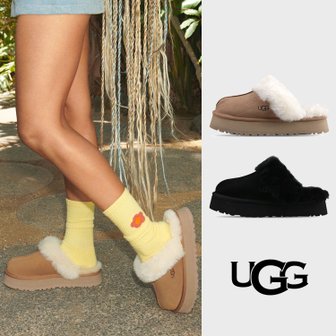 UGG 어그 (W) 디스케트 여성 겨울 방한 플랫폼 양털 슬리퍼 클로그 2종택일