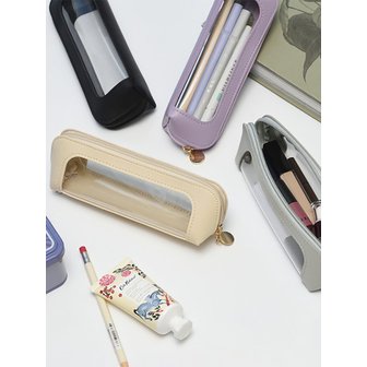 BRISKSTYLE 투명 심플 휴대용 화장품 브러쉬 파우치 필통