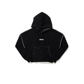 (W) STITCH CROP HOODIE BLACK