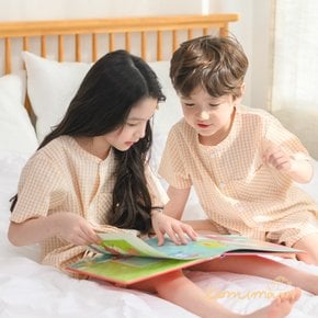 코코 베이지 체크 시어서커 잠옷