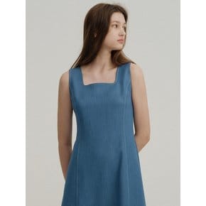 ROUND SQUARE NECK A-LINE OP (MID BLUE)