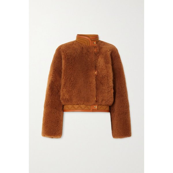 가죽 퀼팅 캐시미어 트리밍 시어링 재킷 브라운 1647597303444019