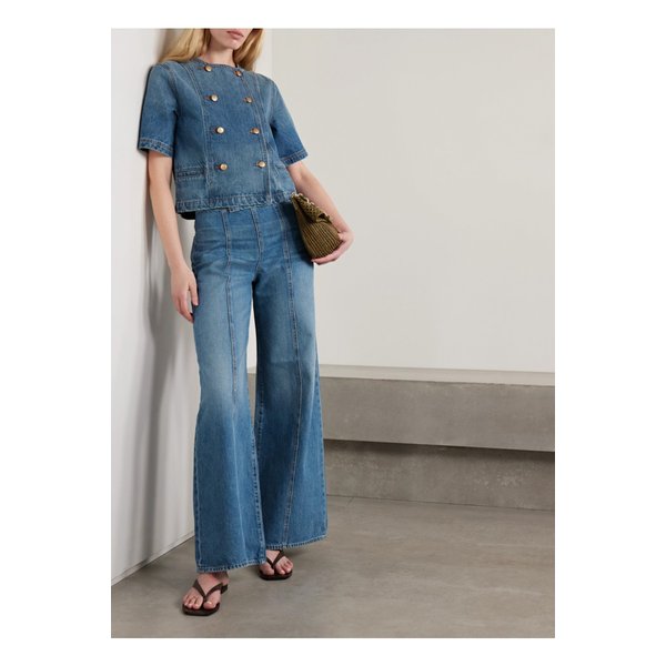 서지 더블 브레스트 데님 재킷 미드 데님 46376663162870536