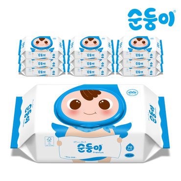 순둥이 [비밀특가] [순둥이]프리미엄 무향엠보싱 물티슈 캡형 70매 10팩/NC-01