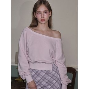 Side Slit Off shoulder Sweatshirt [Pink]