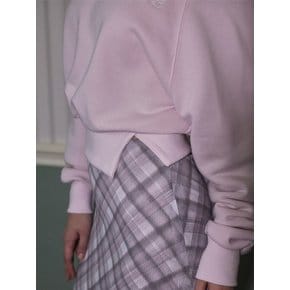 Side Slit Off shoulder Sweatshirt [Pink]