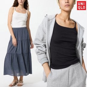 여성 코튼 민소매 끈 나시 이너티 레이어드 면 T 화이트 블랙 2장 세트