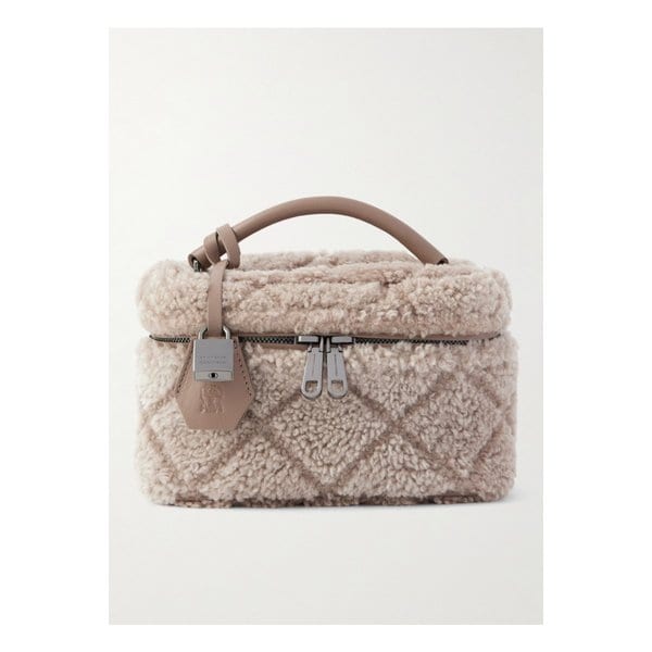 브루넬로쿠치넬리 가죽 트리밍 시어링 토트 라이트 브라운 46376663162935668