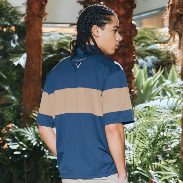 [부산점] 컬러블록킹 자수와펜 남성 카라 반팔티셔츠 네이비_CHD2MST0241NY