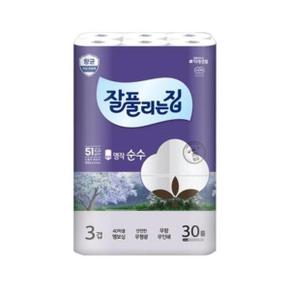 잘풀리는집 명작순수 화장지 30M 30롤 1팩