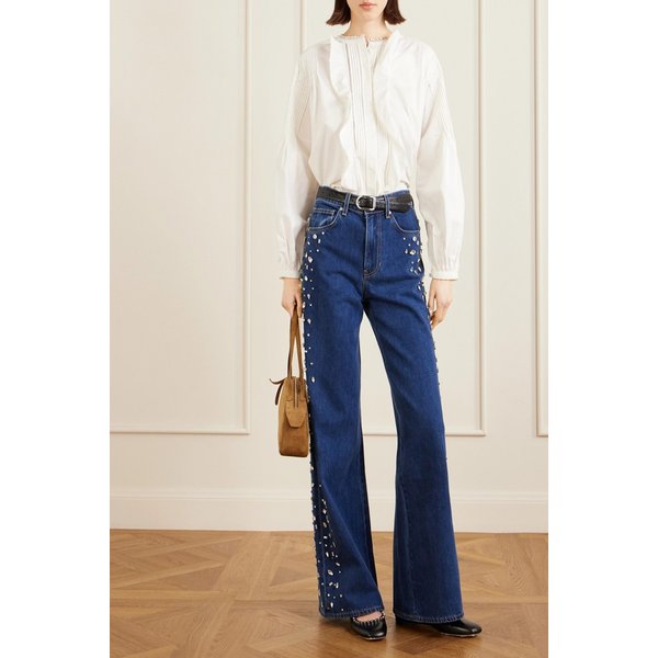 베로니카비어드 케이시 크리스탈 장식 하이라이즈 와이드 진 46376663162975542