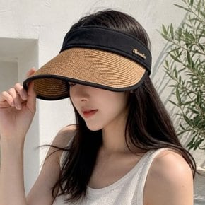 [홍은]레터링 밀짚 썬캡 컬러밴드 여름 모자 버킷햇 비치 벙거지모자