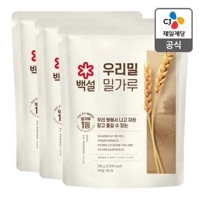 [본사배송] 백설 우리밀 밀가루 750g X 3개
