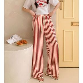 버트컬 스트라이프 와이드 팬츠 3color 밴딩 바지 데일리 팬츠 홈웨어 파지마_P392881240