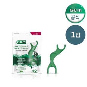 GUM 검 스마트 손잡이형 듀얼 테크닉크 2중 민트 치실(60p) 821 1개입