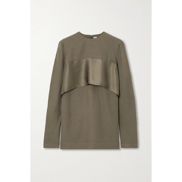 새틴 트림 크레이프 블라우스 1647597321551556