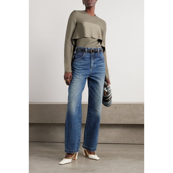 새틴 트림 크레이프 블라우스 1647597321551556