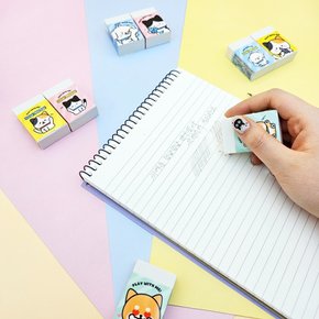 500 멍냥 브릭 지우개 1개 랜덤 - 잘 지워지는 소프트 지우개 선물용 학원 달란트