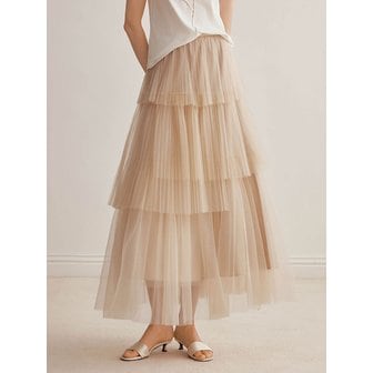 와이와이아이엠 YY_Pleated mesh cake skirt_2color