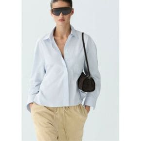 Massimo Dutti 마시모 두띠 100% 면 셔츠 포켓 디테일 - 버튼 다운 블라우스 연한 파랑 7908259