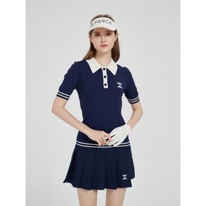 Bleu Fonce Knit Short Sleeve Top