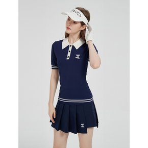 Bleu Fonce Knit Short Sleeve Top