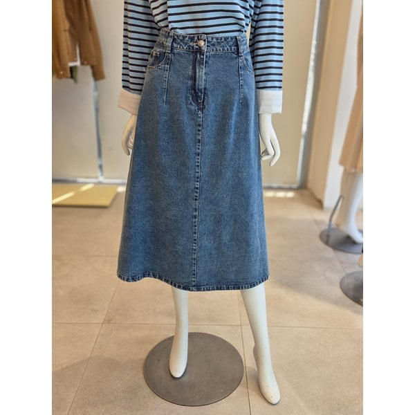 [여주점] [더 아이잗] 여성 A라인 미디 데님 스커트 (IS3M0SK792)