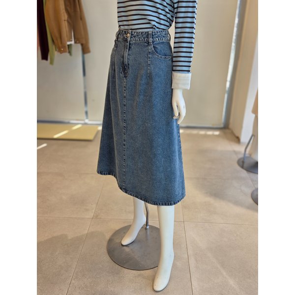 [여주점] [더 아이잗] 여성 A라인 미디 데님 스커트 (IS3M0SK792)